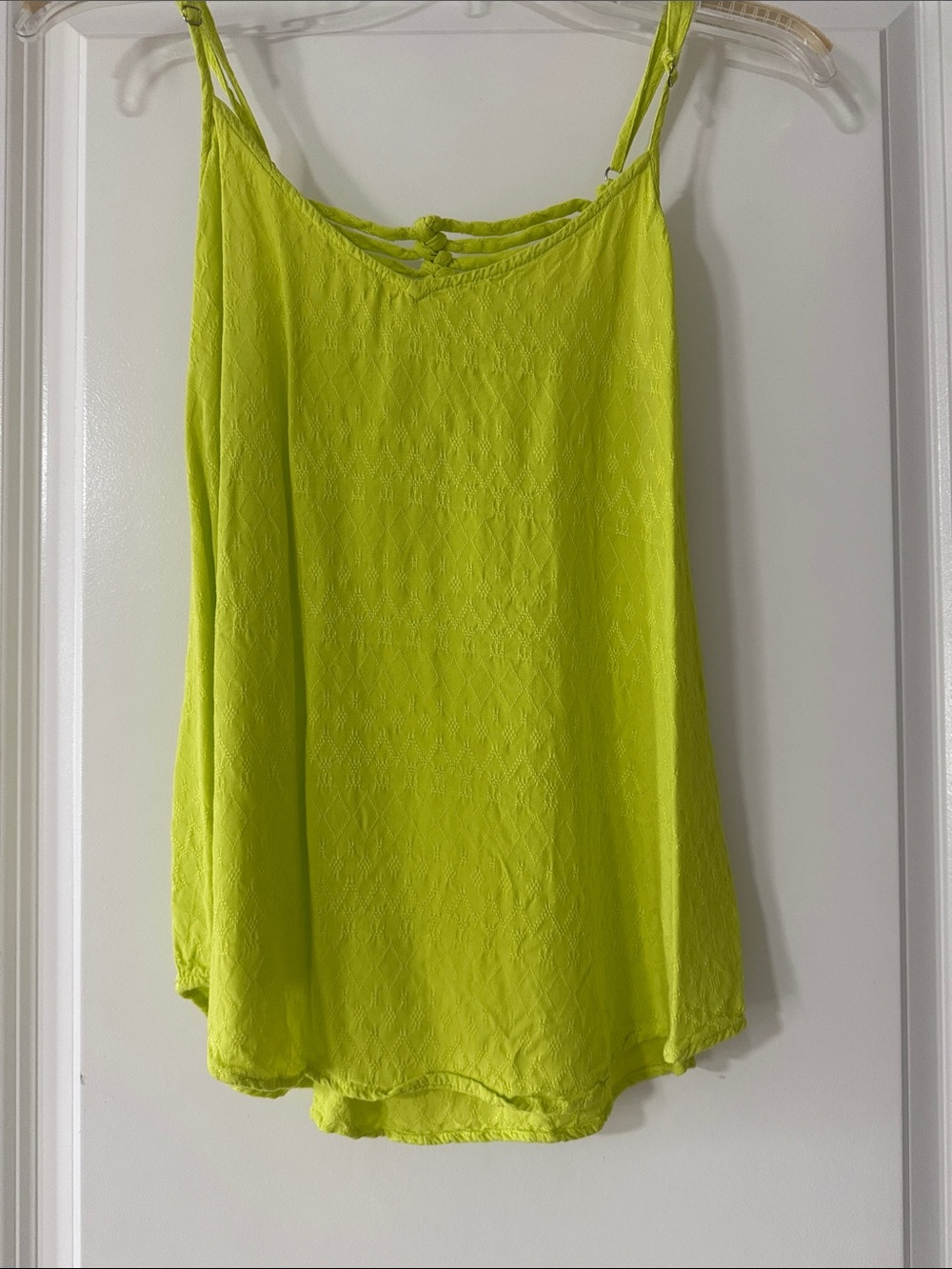 Pixley Neon Yellow Sleeveless Tank Top with Braided Detail
